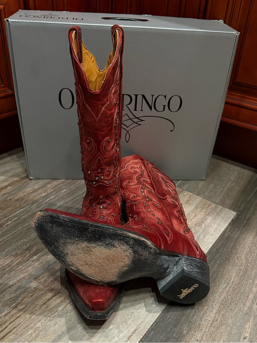 Old Gringo Celeste Red Swarovski Crystal Cowboy Boots L888-11 Size 7.5 Cowgirl - Picture 8 of 9